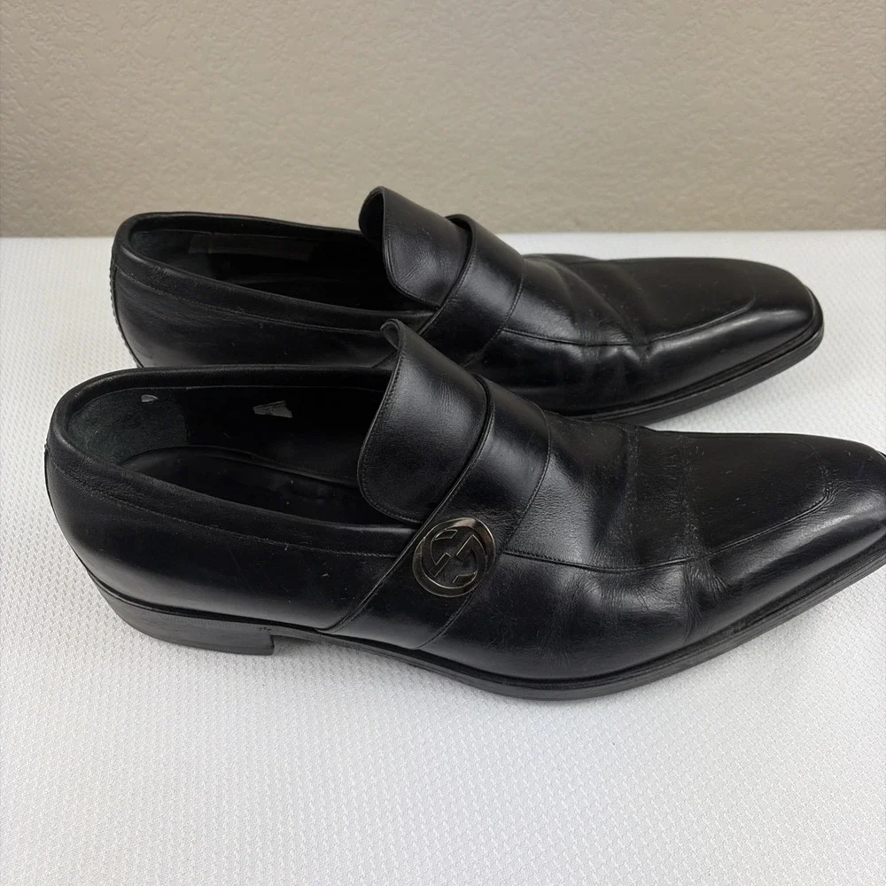 GUCCI BROADWICK INTERLOCKING GG Men's BLK LEATHER Loafer Gucci Size 11D W/ COA